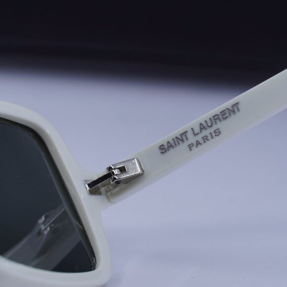 Saint Laurent SL332 003 Rectangle Sunglasses - Ivory/Grey - Picture 5 of 9